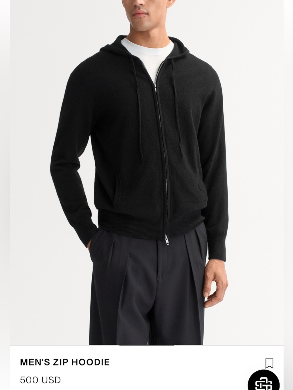 Men's Black Zip-Up Hooded Sweater
